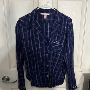 Victoria's Secret Dark Blue Checkered Pajama Set